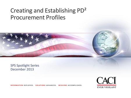 Creating and Establishing PD² Procurement Profiles