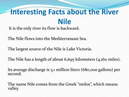 Interesting Facts about the River Nile