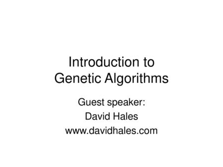 Introduction to Genetic Algorithms