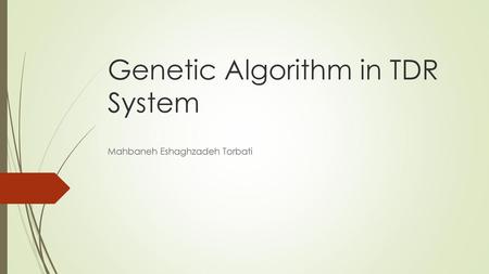 Genetic Algorithm in TDR System