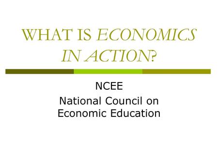 WHAT IS ECONOMICS IN ACTION?