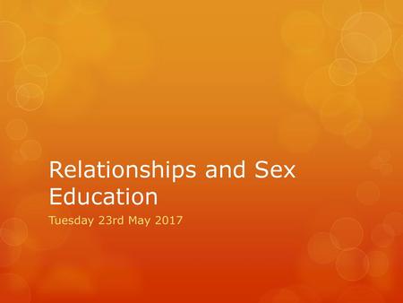 Relationships and Sex Education