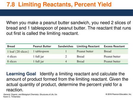 7.8 Limiting Reactants, Percent Yield