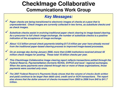 CheckImage Collaborative Communications Work Group