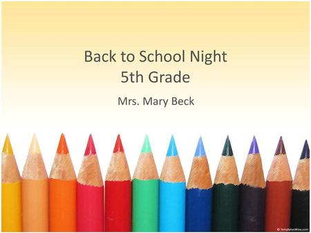 Back to School Night 5th Grade