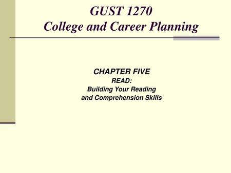 GUST 1270 College and Career Planning