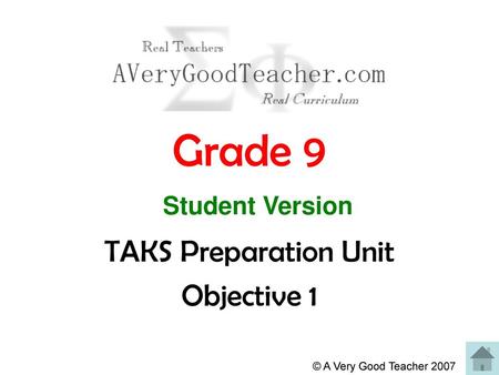 TAKS Preparation Unit Objective 1