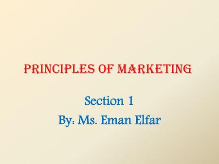 Principles of Marketing