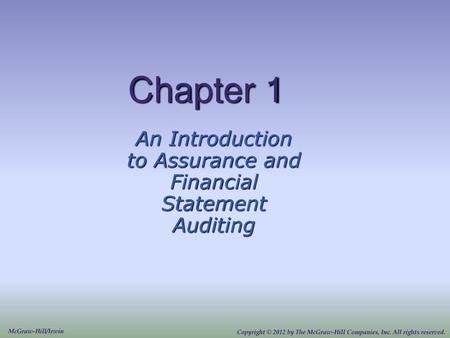 An Introduction to Assurance and Financial Statement Auditing