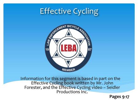 Effective Cycling Pages 9-17