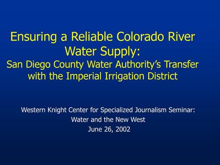 Western Knight Center for Specialized Journalism Seminar: