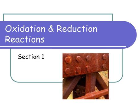 Oxidation & Reduction Reactions