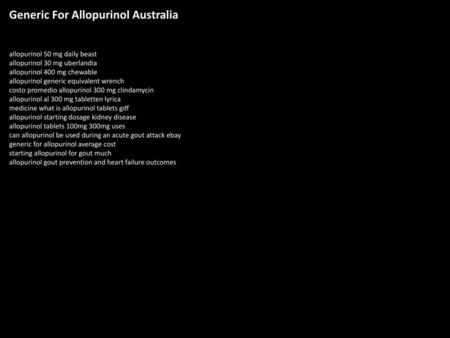 Generic For Allopurinol Australia