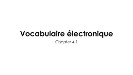 Vocabulaire électronique