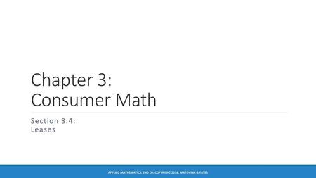 Chapter 3: Consumer Math