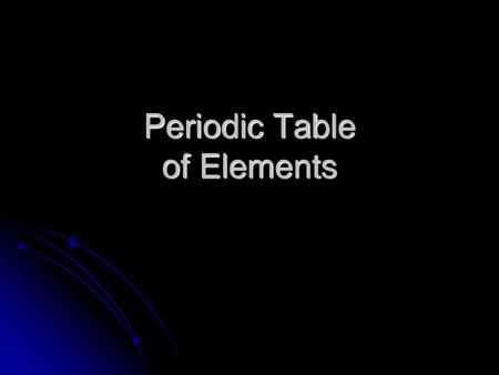 Periodic Table of Elements