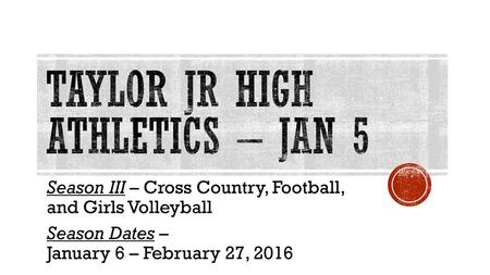 Taylor Jr High Athletics – Jan 5