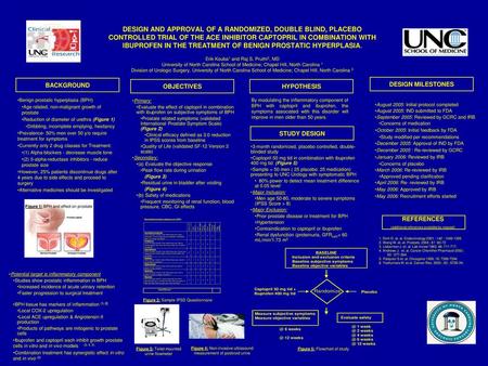 DESIGN AND APPROVAL OF A RANDOMIZED, DOUBLE BLIND, PLACEBO CONTROLLED TRIAL OF THE ACE INHIBITOR CAPTOPRIL IN COMBINATION WITH IBUPROFEN IN THE TREATMENT.