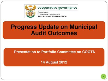 Progress Update on Municipal Audit Outcomes