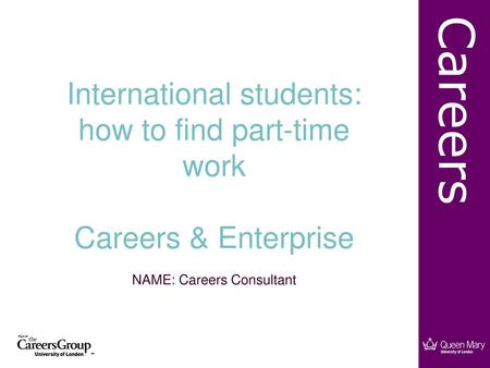 Take handouts of slides Covering today What careers does at QM