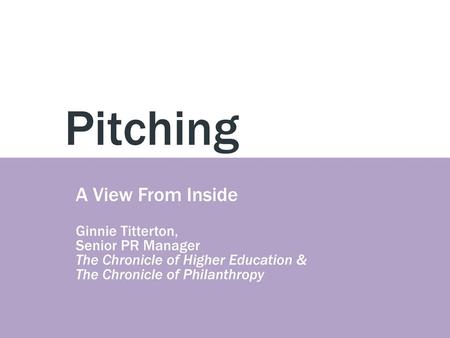 Pitching A View From Inside