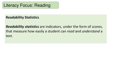 Literacy Focus: Reading