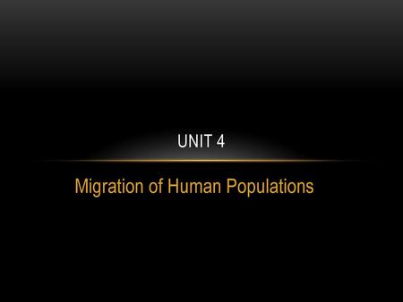 Migration of Human Populations