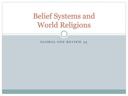 Belief Systems and World Religions