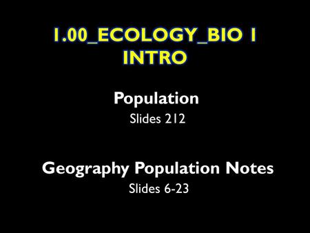 Geography Population Notes