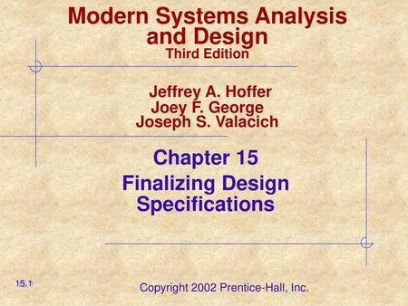 Chapter 15 Finalizing Design Specifications