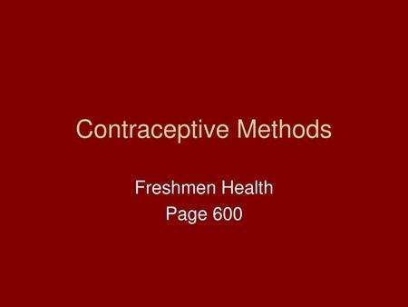 Contraceptive Methods