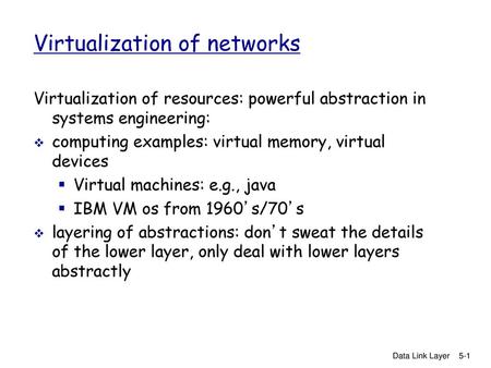 Virtualization of networks