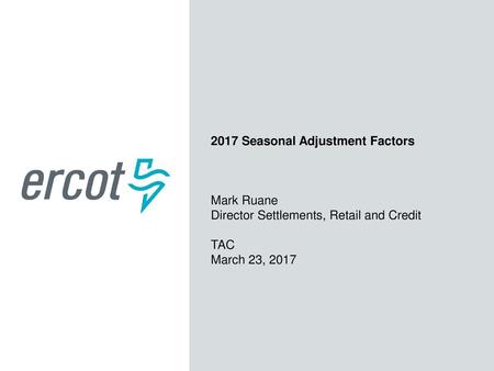 2017 Seasonal Adjustment Factors