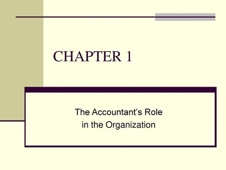 The Accountant’s Role in the Organization