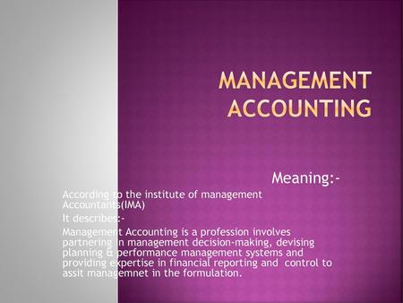 Management Accounting