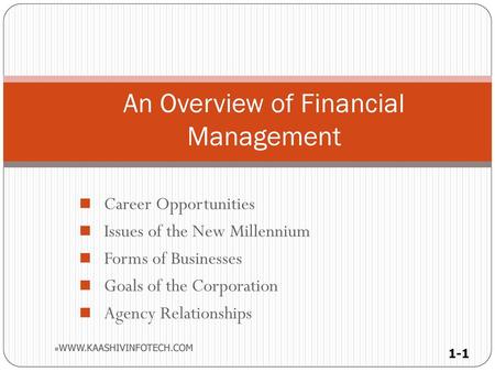 An Overview of Financial Management