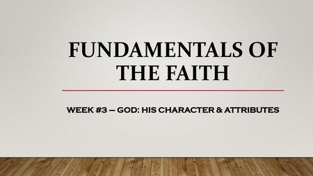 Fundamentals of the faith