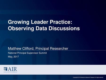 Growing Leader Practice: Observing Data Discussions