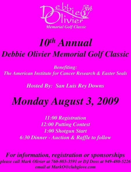 10th Annual Debbie Olivier Memorial Golf Classic