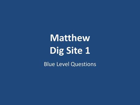 Matthew Dig Site 1 Blue Level Questions.