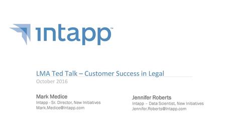 LMA Ted Talk – Customer Success in Legal