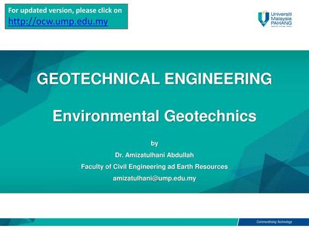 GEOTECHNICAL ENGINEERING Environmental Geotechnics