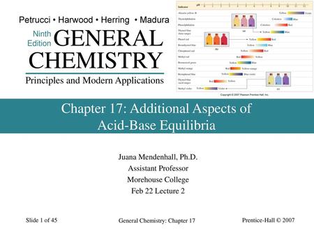 Chapter 17: Additional Aspects of Acid-Base Equilibria