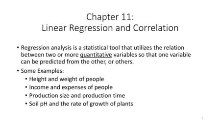 Chapter 11: Linear Regression and Correlation