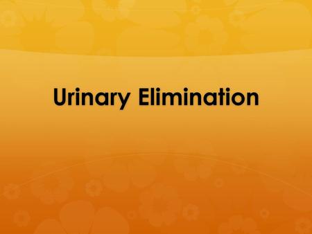 Urinary Elimination.