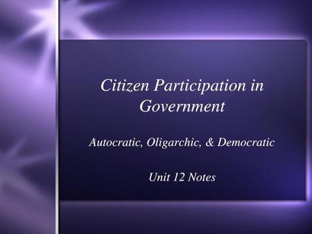 Citizen Participation in Government