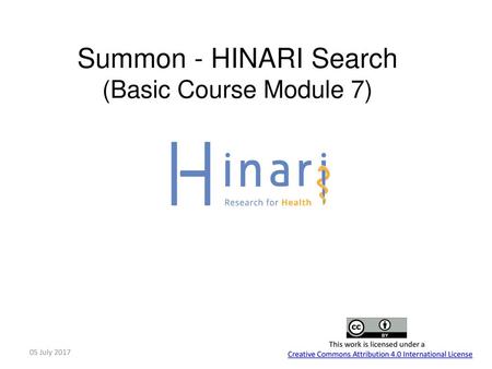 Summon - HINARI Search (Basic Course Module 7)