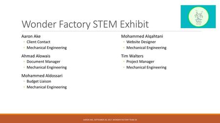 Wonder Factory STEM Exhibit