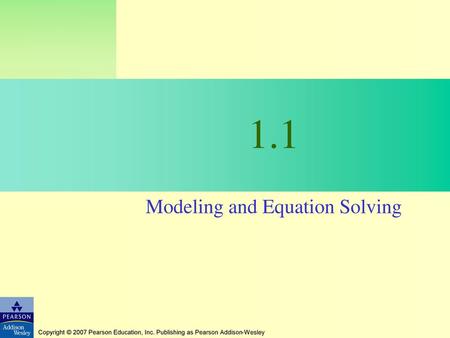 Modeling and Equation Solving