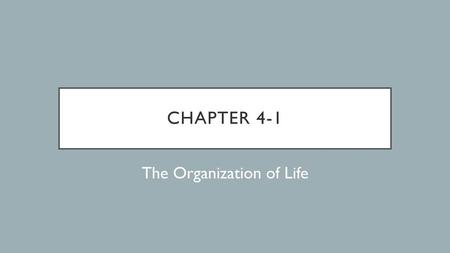 The Organization of Life